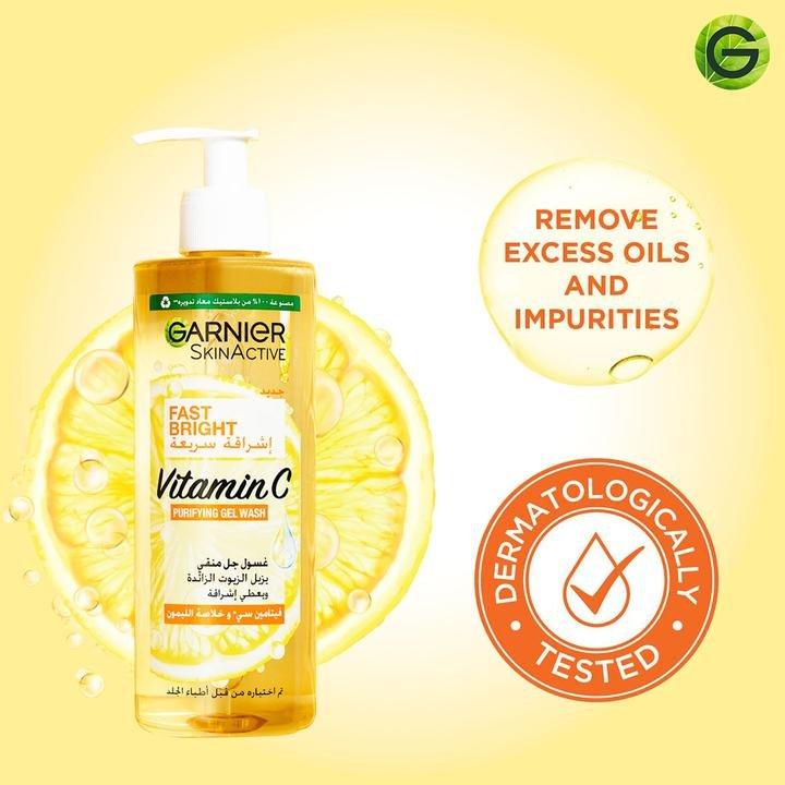 Garnier Fast Bright Vitamin C Brightening Purifying Face Gel Wash (400Ml), 000, large image number 2