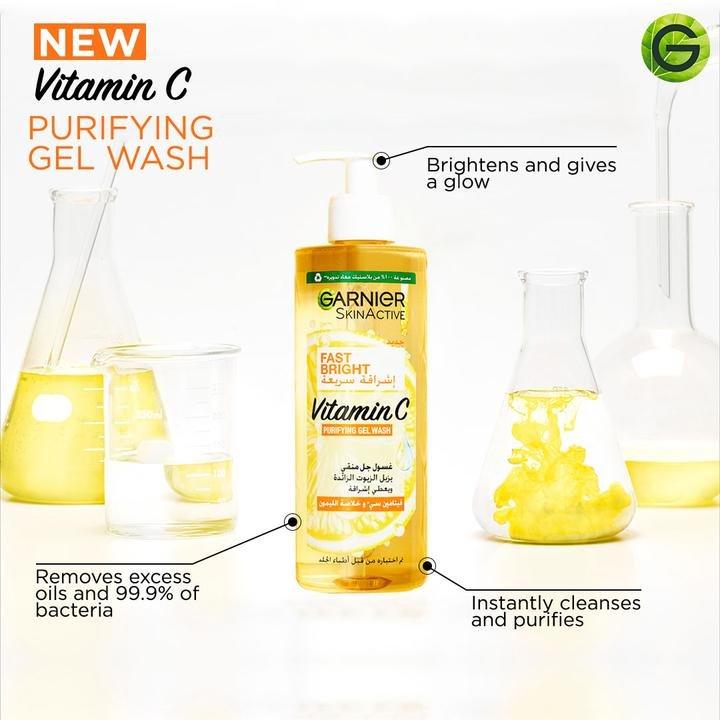 Garnier Fast Bright Vitamin C Brightening Purifying Face Gel Wash (400Ml), 000, large image number 3