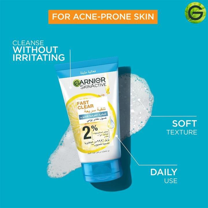 Garnier Fast Clear - 3-In-1 Anti-Acne Exfoliating Wash (150Ml), 000, large image number 3